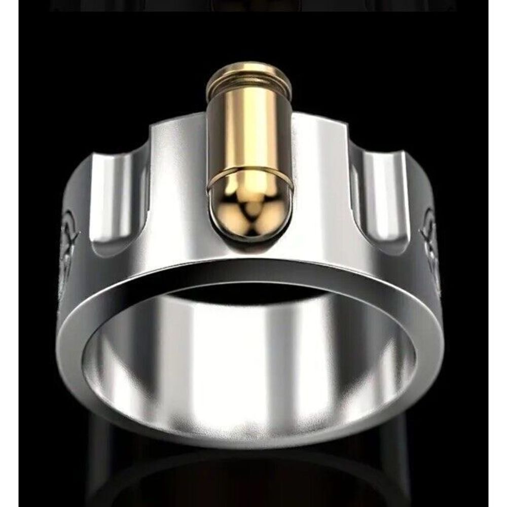Stainless Steel Bullet Novelty Ring 8 8.5